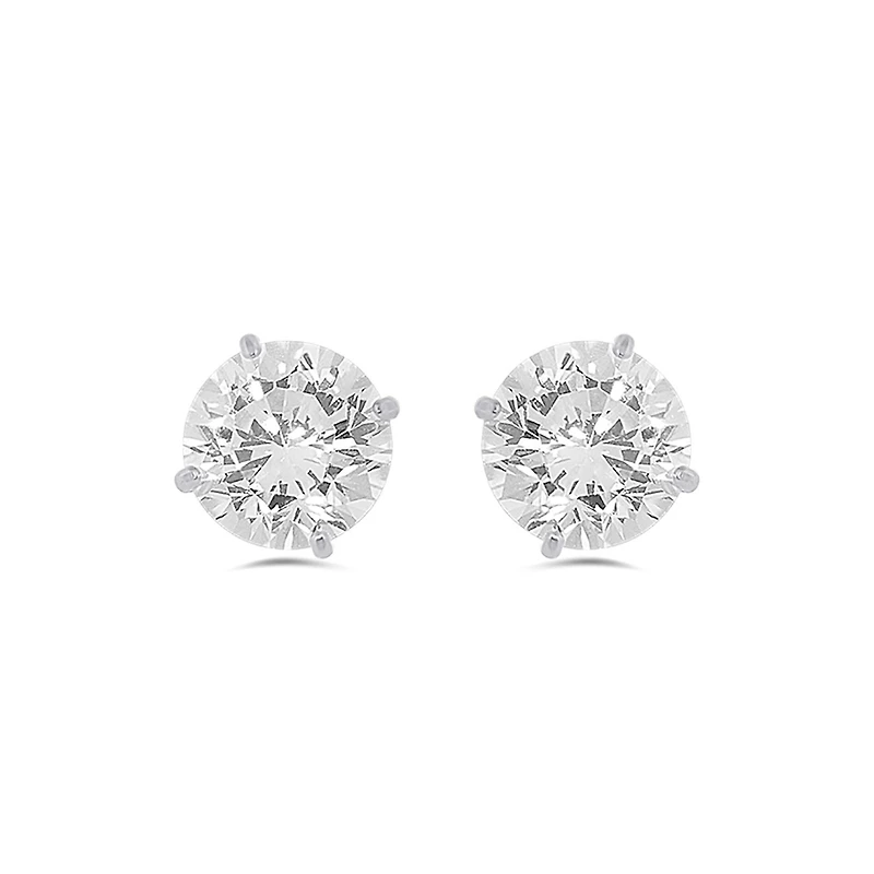 10K Gold 6mm Round Cubic Zirconia Studs
