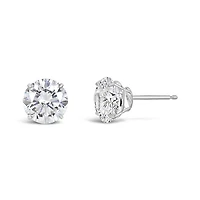 10K White Gold 8mm Round Cubic Zirconia Studs