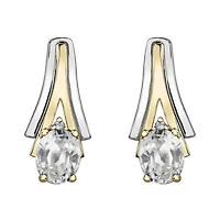 10K White & Yellow Gold White Topaz & 0.01CTW Diamond Earring