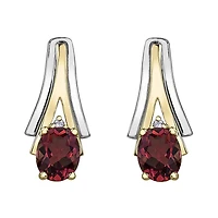 10K White & Yellow Gold Ruby & 0.01CTW Diamond Earring