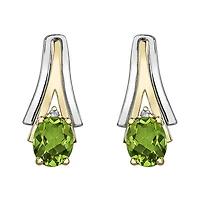 10K White & Yellow Gold Peridot & 0.01CTW Diamond Earring