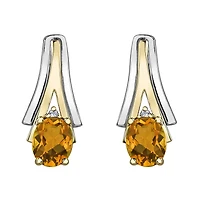 10K White & Yellow Gold Citrine & 0.01CTW Diamond Earring