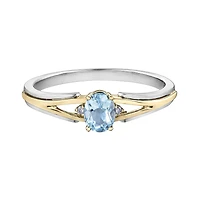 10K White & Yellow Gold Aquamarine & 0.015CTW Diamond Ring