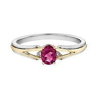 10K White & Yellow Gold Pink Topaz & 0.015CTW Diamond Ring