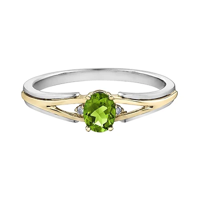 10K White & Yellow Gold Peridot & 0.015CTW Diamond Ring