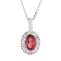 10K White Gold 0.05CTW Diamond and Ruby Halo Pendant