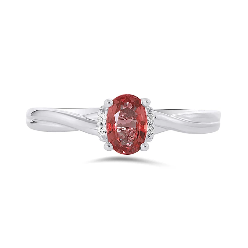 10K White Gold Ruby 0.02CTW Diamond Ring