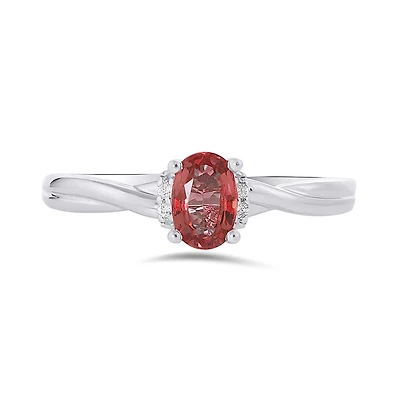10K White Gold Ruby 0.02CTW Diamond Ring