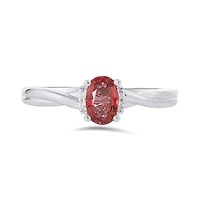 10K White Gold Ruby 0.02CTW Diamond Ring