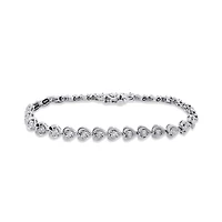 Sterling Silver 0.50CTW Diamond Heart Tennis Bracelet