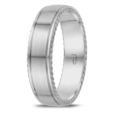 10K White Gold 6mm Carved Band