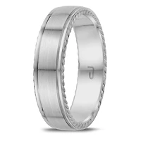 10K White Gold 6mm Carved Band