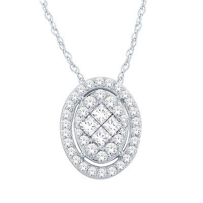 10K White Gold 0.50CTW Oval Pendant