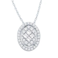 10K White Gold 0.50CTW Oval Pendant