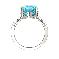 Sterling Silver Blue Topaz & Diamond Ring
