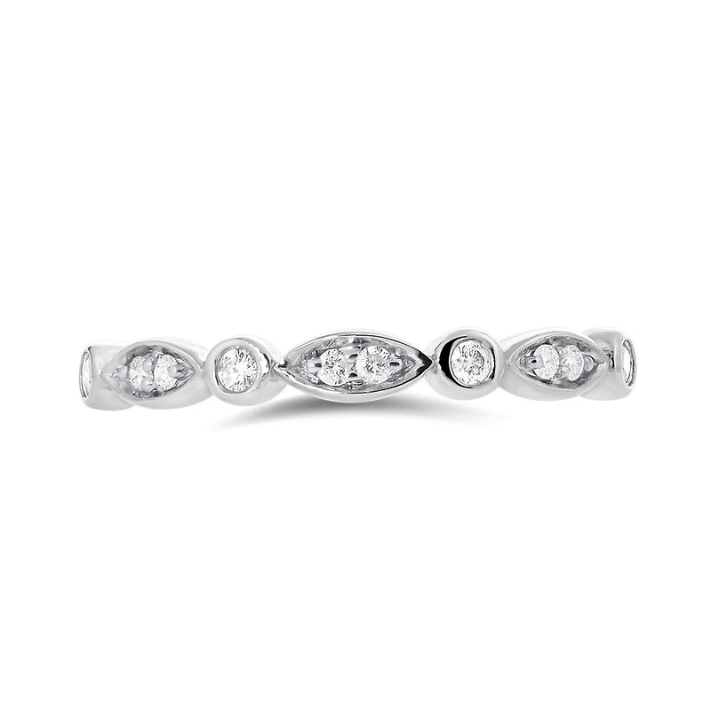 10K White Gold 0.10CTW Stackable Diamond Ring