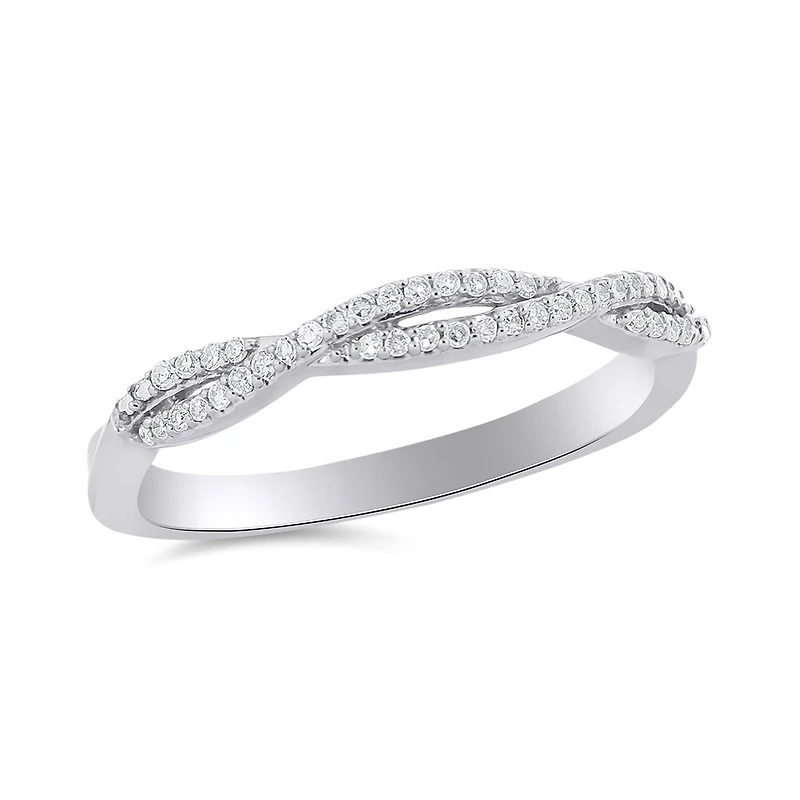 10K White Gold 0.12CTW Stackable Diamond Ring