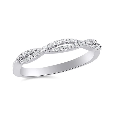 10K White Gold 0.12CTW Stackable Diamond Ring