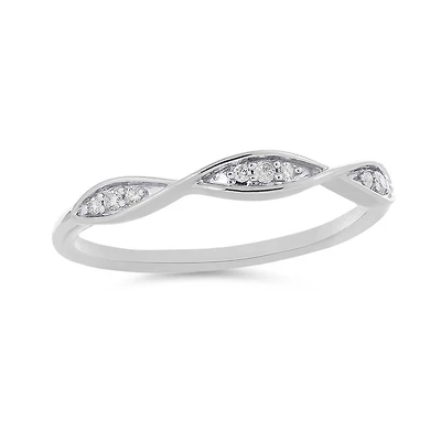 10K White Gold 0.05CTW Stackable Diamond Ring