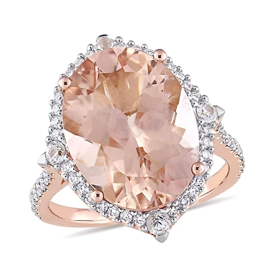 Julianna B 14K Rose Gold Morganite, White Sapphire & Diamond Ring