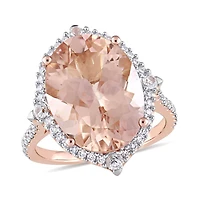 Julianna B 14K Rose Gold Morganite, White Sapphire & Diamond Ring