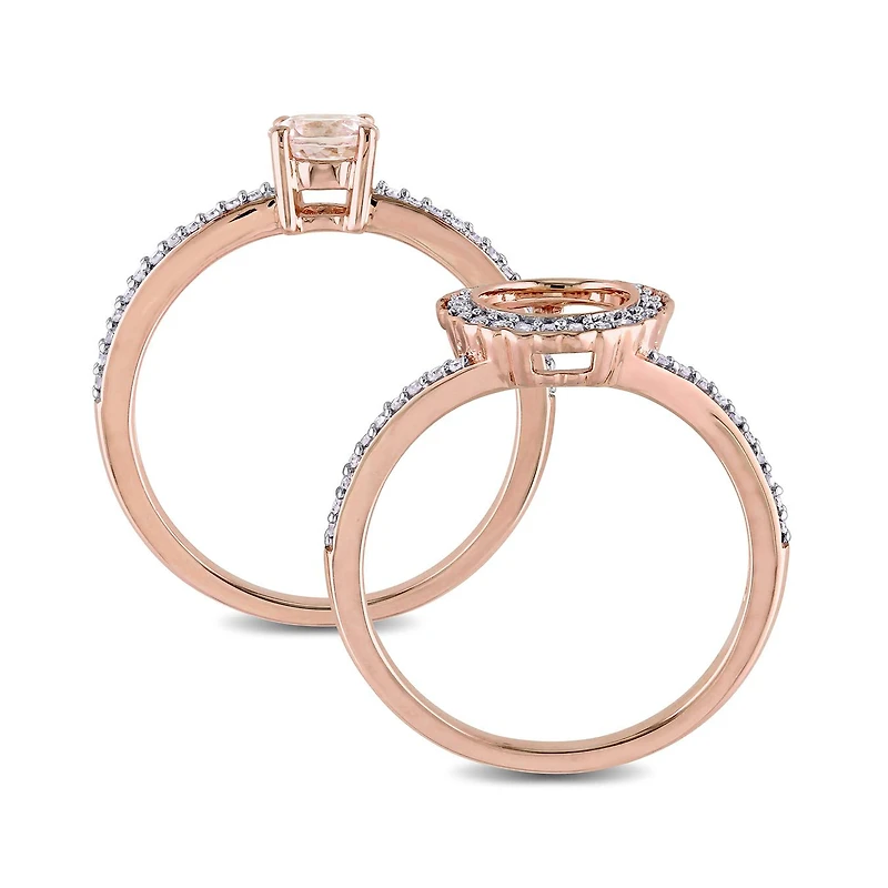 Julianna B 10K Rose Gold 0.33CTW Diamond & Morganite Bridal Set