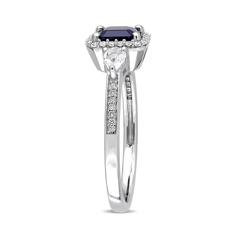 Julianna B 14K White Gold Blue Sapphire, Sapphire & Diamond Ring