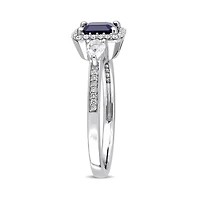 Julianna B 14K White Gold Blue Sapphire, Sapphire & Diamond Ring