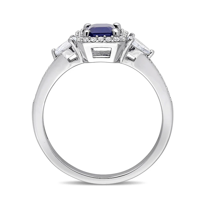 Julianna B 14K White Gold Blue Sapphire, Sapphire & Diamond Ring
