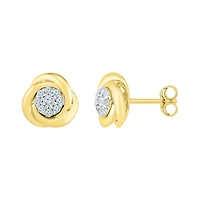 10K Yellow Gold Knot Earrings 0.18CTW