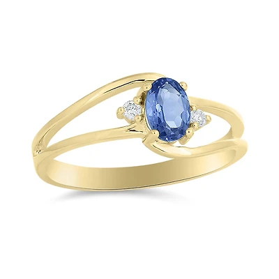 10K Yellow Gold Tanzanite & Diamond Ring
