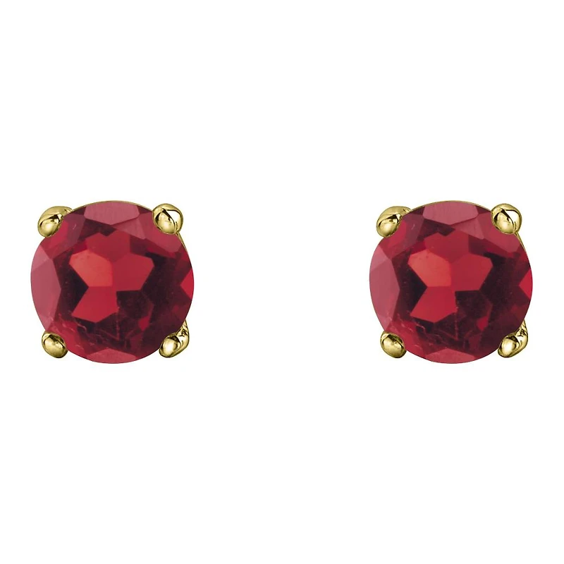 10K Yellow Gold Garnet Stud Earrings