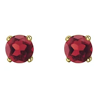 10K Yellow Gold Garnet Stud Earrings