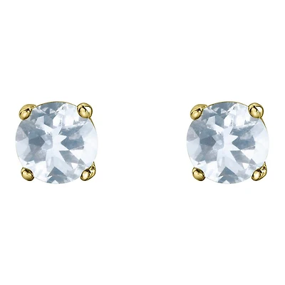 10K Yellow Gold Aquamarine Stud Earrings
