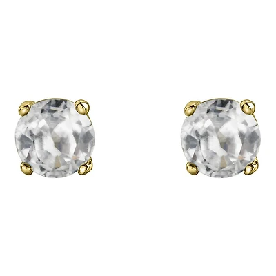 10K Yellow Gold White Topaz Stud Earrings