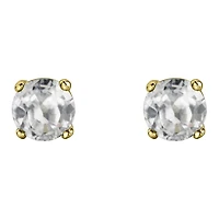 10K Yellow Gold White Topaz Stud Earrings