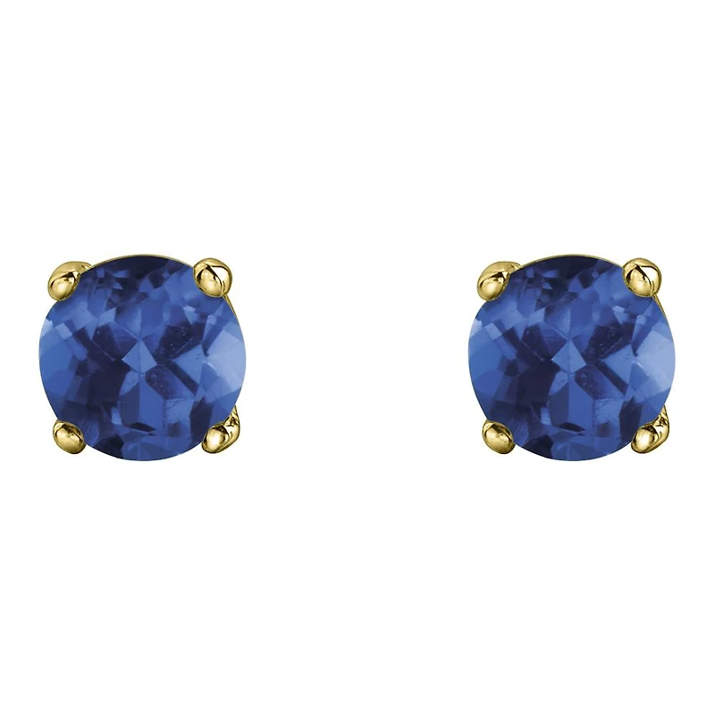 10K Yellow Gold Sapphire Stud Earrings