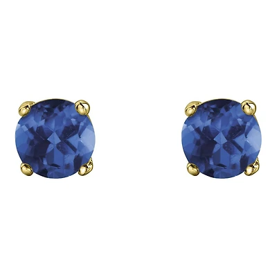10K Yellow Gold Sapphire Stud Earrings