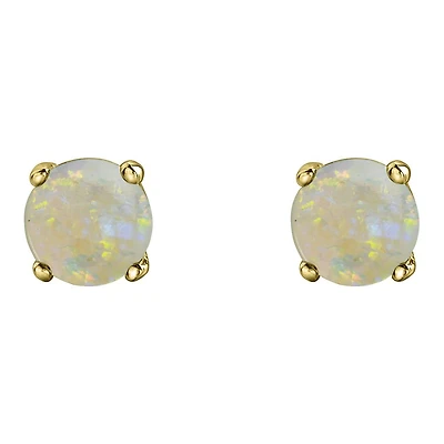 10K Yellow Gold Opal Stud Earrings