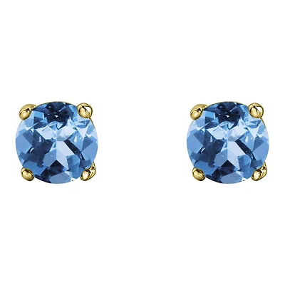 10K Gold Blue Topaz Stud Earrings