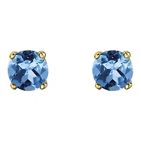 10K Yellow Gold Blue Topaz Stud Earrings