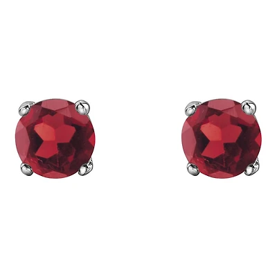 10K White Gold Garnet Stud Earrings