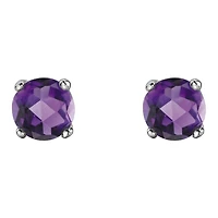 10K White Gold Amethyst Stud Earrings