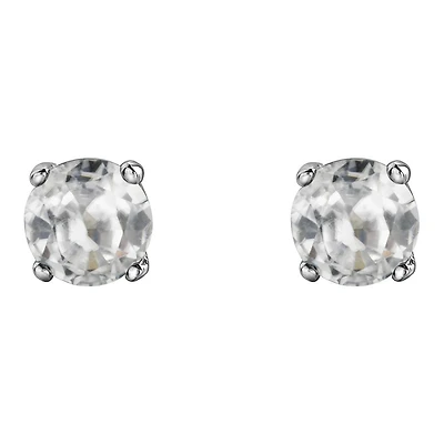 10K White Gold White Topaz Stud Earrings