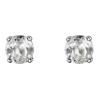 10K White Gold White Topaz Stud Earrings