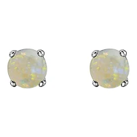 10K White Gold Opal Stud Earrings