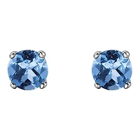 10K White Gold Blue Topaz Stud Earrings