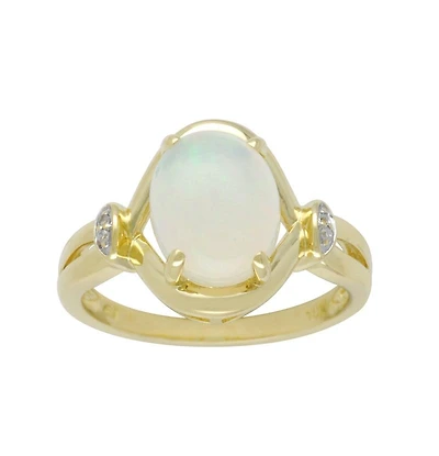 10K Yellow Gold Opal & Diamond Ring