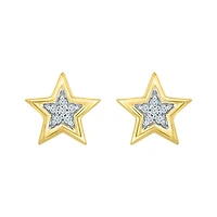 10K Yellow Gold Diamond Star Studs