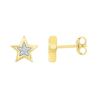 10K Yellow Gold Diamond Star Studs